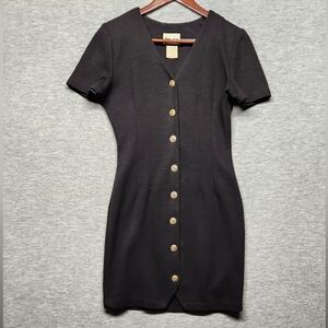 Vintage 90s bodycon button-down mini stretchy dress Dark Academia Goth Grunge